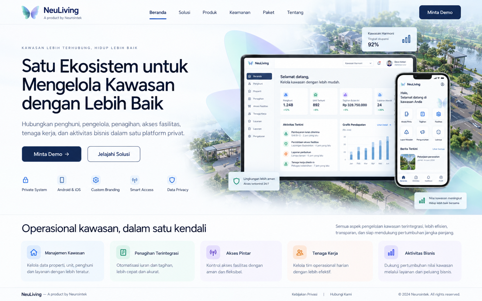 Mockup halaman Beranda NeuLiving